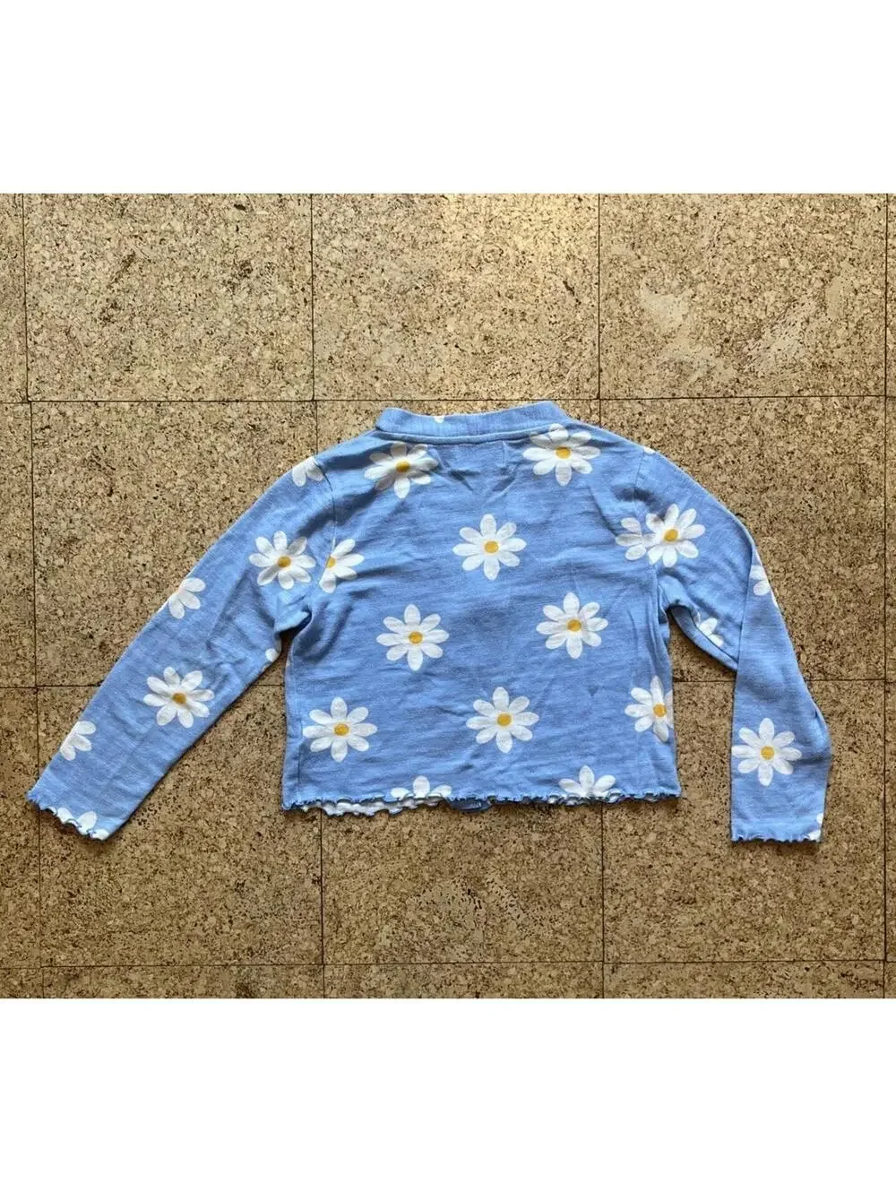 Old Navy Daisy Cardigan Girls Large (ages 10-12) Blue V-Neck Button Up Floral